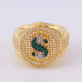 Dollar Sign Ring Band 10.85 g / Size 10 1/2 Yellow Gold 18K