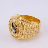 Dollar Sign Ring Band 10.85 g / Size 10 1/2 Yellow Gold 18K