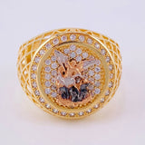 San Miguel Mesh Ring 8.1 g / Size 9 3/4 Three Golds 18K