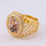 San Miguel Mesh Ring 8.1 g / Size 9 3/4 Three Golds 18K