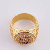 San Miguel Mesh Ring 8.1 g / Size 9 3/4 Three Golds 18K