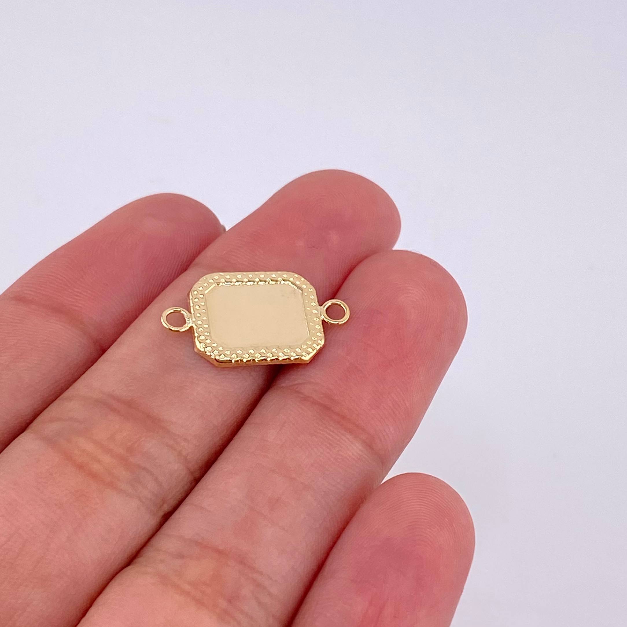Herraje Placa Marco Bordeado 0.5 g / 3/4 in Oro Amarillo 18K