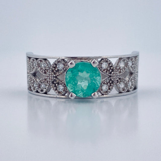 Anillo Encaje Verde 2.75gr / T8 1/4 / Plata  Ley 950+