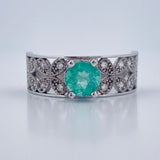 Green Lace Ring 2.75gr / Size 8 1/4 / 950 Sterling Silver+