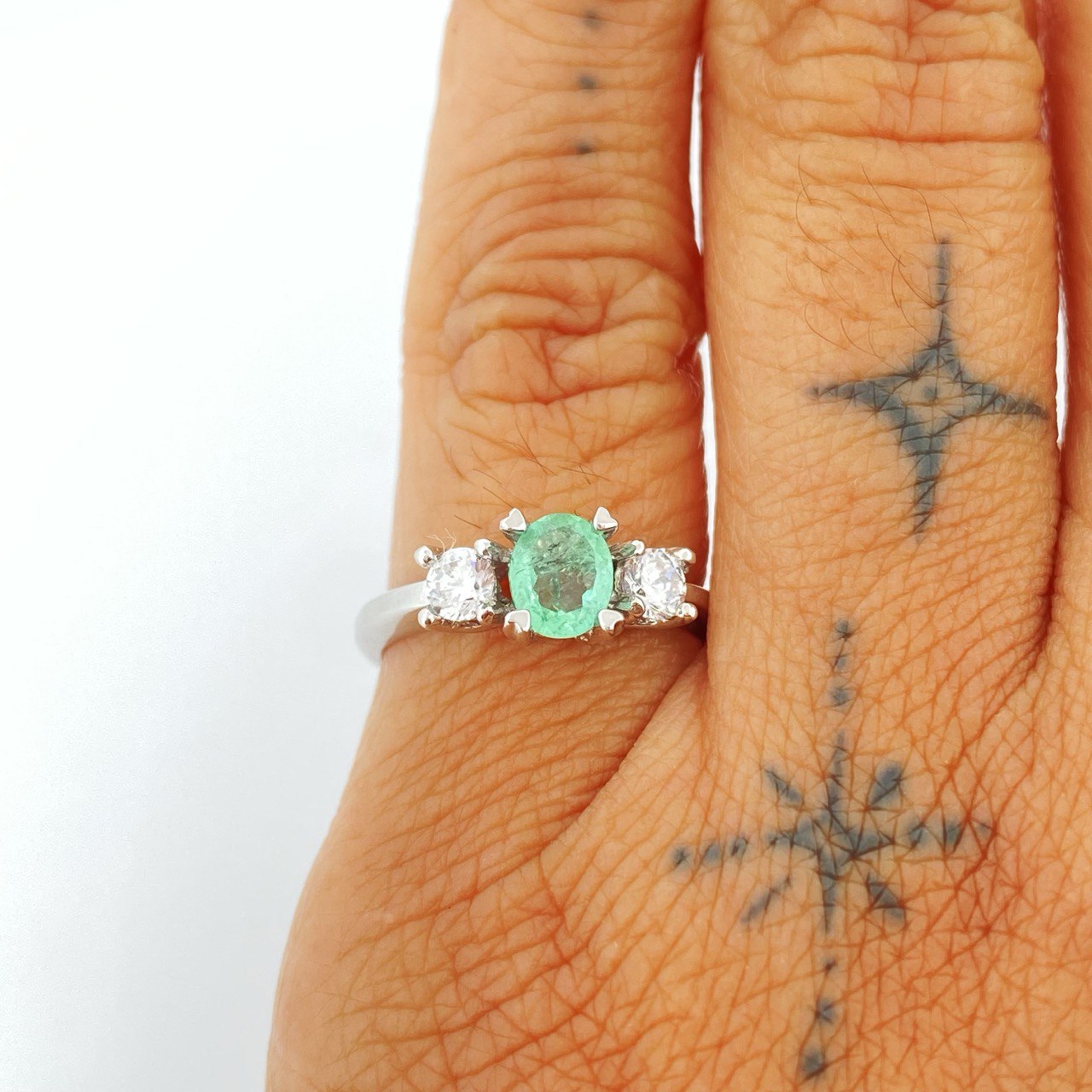 Anillo de Plata Trilogia 2.65gr / T6 / Oro Amarillo 18K +