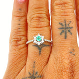 Anillo de Plata Flor de Luz 1.65gr / T7 / Oro Amarillo 18K +