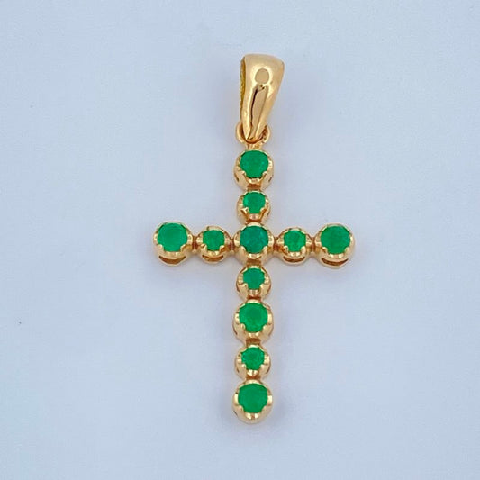 Dije Cruz Luz Verde 1.25gr / 1 in / Oro Amarillo 18K +