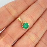 Pendant Jewel Flower Emerald 1.2gr / 3/4 in / 18K Gold +
