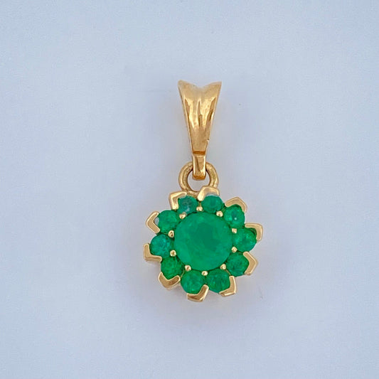 Pendant Jewel Flower Emerald 1.2gr / 3/4 in / 18K Gold +