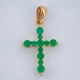 Pendant Jewel Cross Green Light 1.25gr / 1in / 18K Gold +
