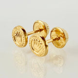 Crown Seal Stud Earrings 0.6gr / 8.9mm Yellow Gold 18K *