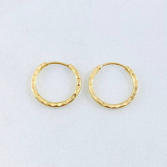 Candongas Aro Rayado 0.95 g / 3/4 in Oro Amarillo 18K