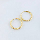 Hoop Earrings Striped Hoop 0.7 g / 1/2 in Yellow Gold 18K