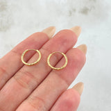 Hoop Earrings Striped Hoop 0.7 g / 1/2 in Yellow Gold 18K