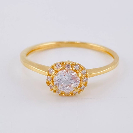 2 g Halo Solitaire Ring / T6 3/4 18K Yellow Gold