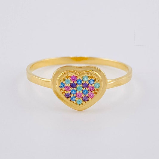 Dense Heart Ring 1.3 g / T8 Yellow Gold 18K