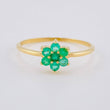 Anillo Flor Driada Esmeraldas 14Pts 1.35 g / T6 1/4 Oro Amarillo 18K