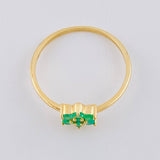 Anillo Flor Driada Esmeraldas 14Pts 1.35 g / T6 1/4 Oro Amarillo 18K