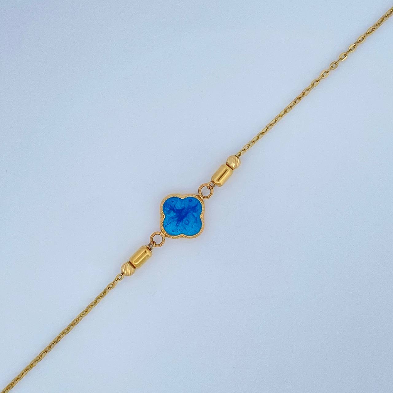 Tobillera Trebol 2.3gr / 10 in / Oro Amarillo 18K &