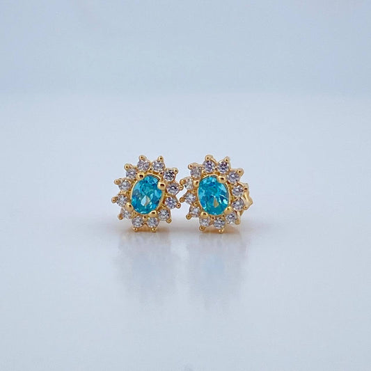 Stud Earrings Halo Circle 2.2gr / 0.9in / 18K Gold +0$