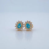 Stud Earrings Halo Circle 2.2gr / 0.9in / 18K Gold +0$