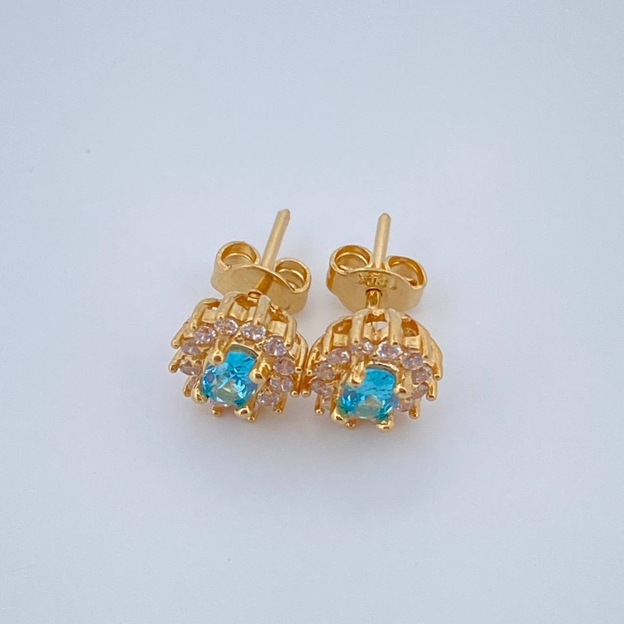Stud Earrings Halo Circle 2.2gr / 0.9in / 18K Gold +0$