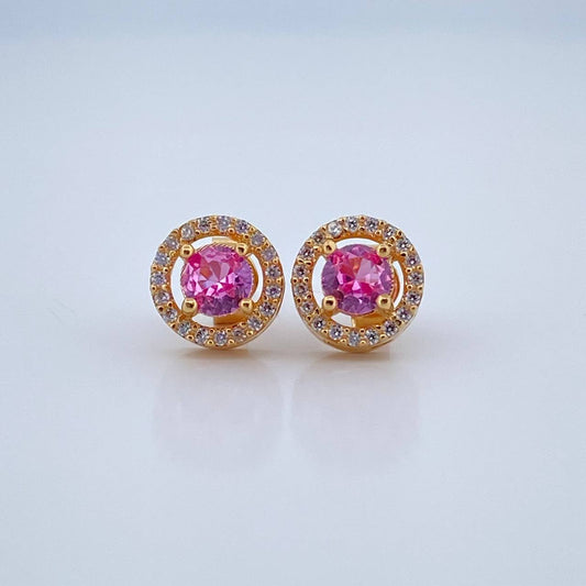 Stud Earrings Halo Circle 3.15gr / 18K Gold