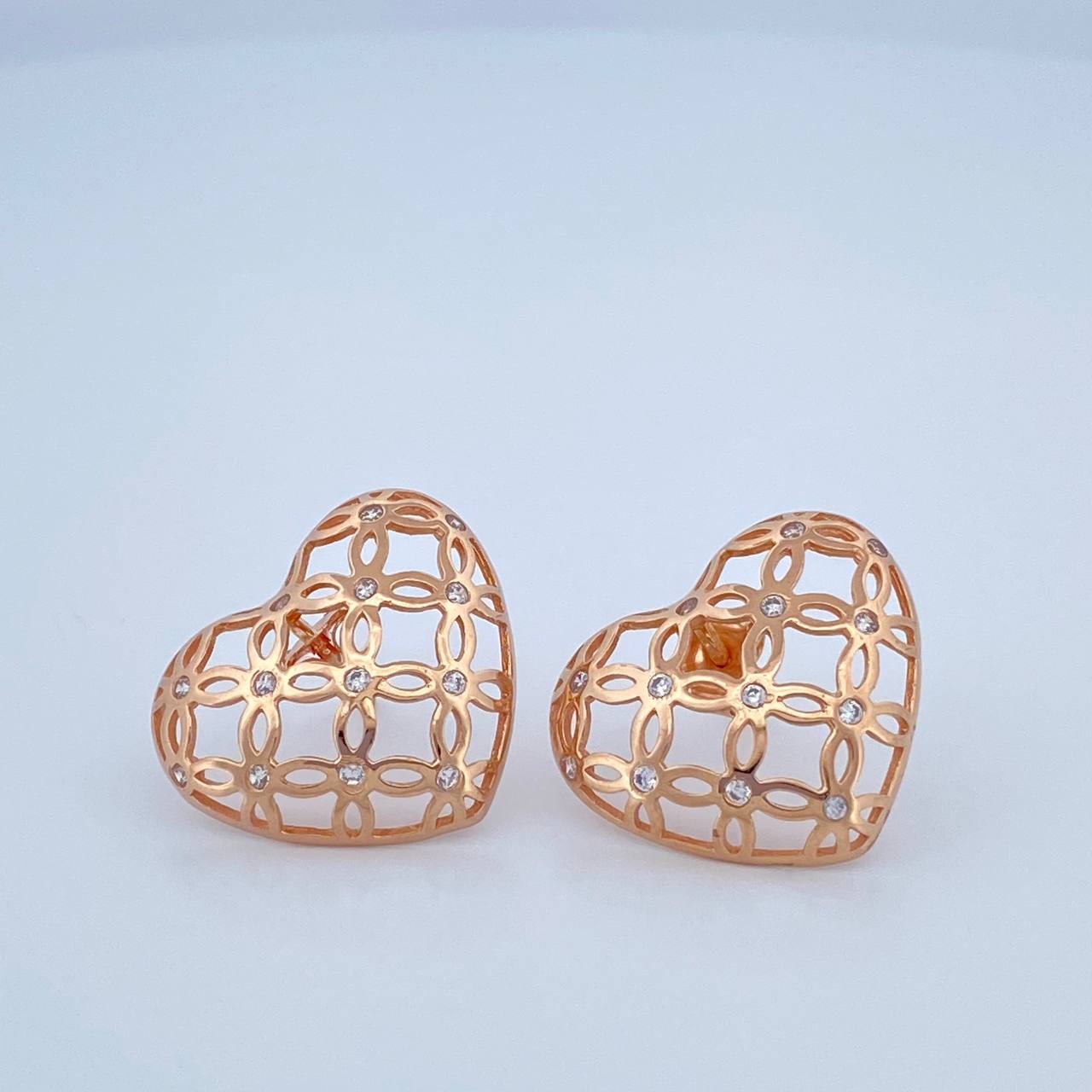 Stud Earrings Heart 3.5gr / 18K Rose Gold &