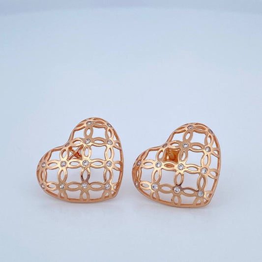 Stud Earrings Heart 3.5gr / 18K Rose Gold &