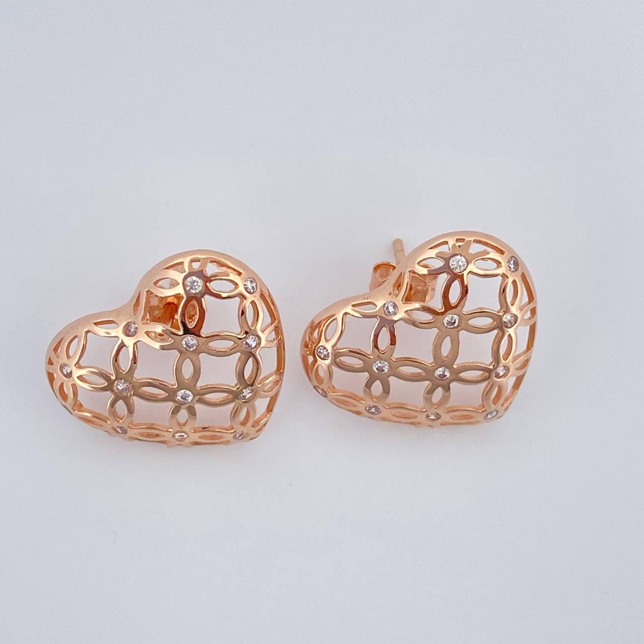 Stud Earrings Heart 3.5gr / 18K Rose Gold &