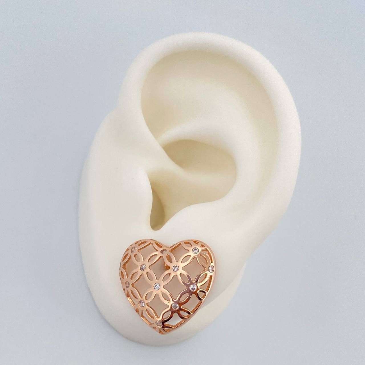 Stud Earrings Heart 3.5gr / 18K Rose Gold &