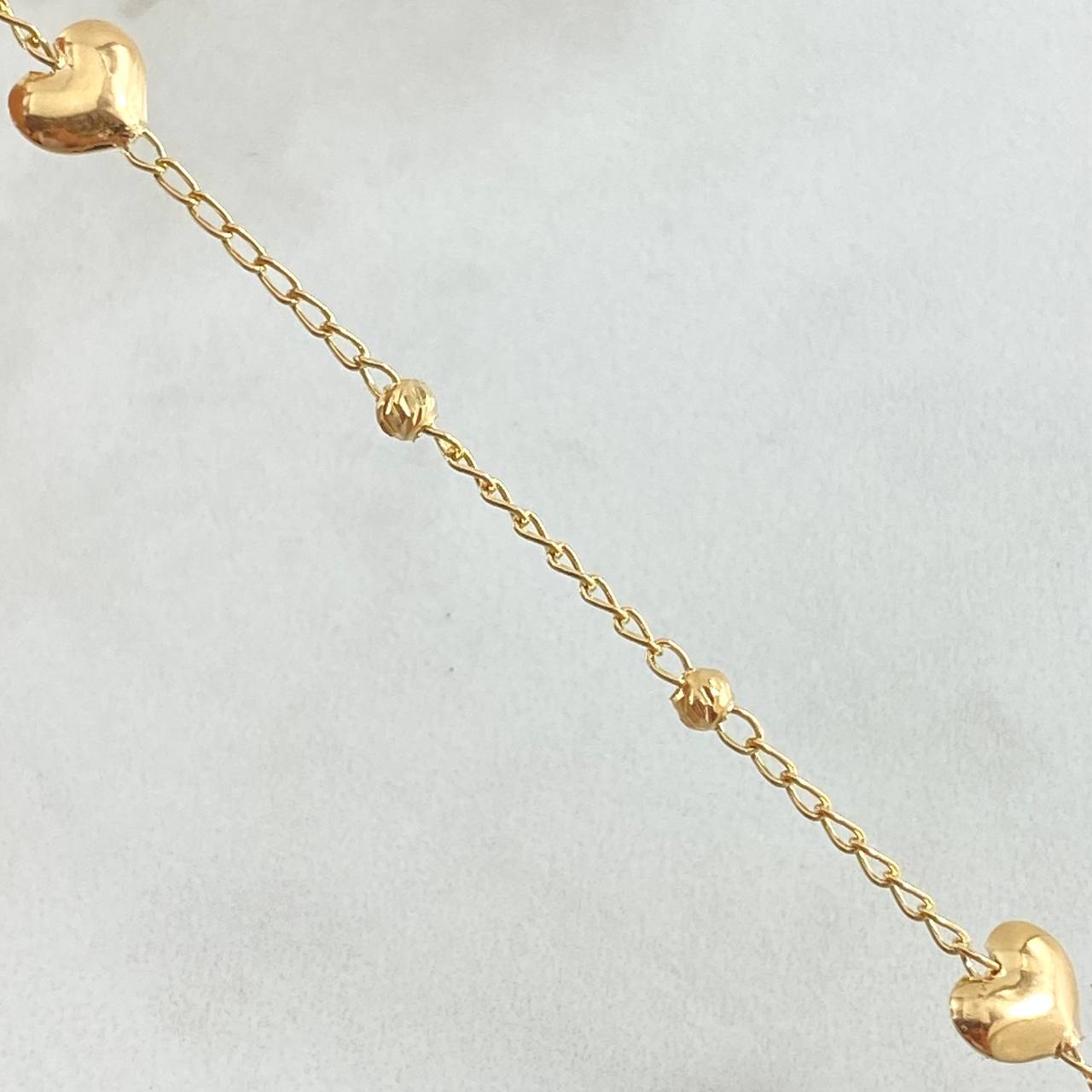 Pulso Espiga Corazones 2.1gr / 18.5cm / Oro 18K