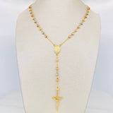 Rosary Virgin Miraculous Cross Christ 10.6 g / 23 1/2 in / 4 mm Three Golds 18K