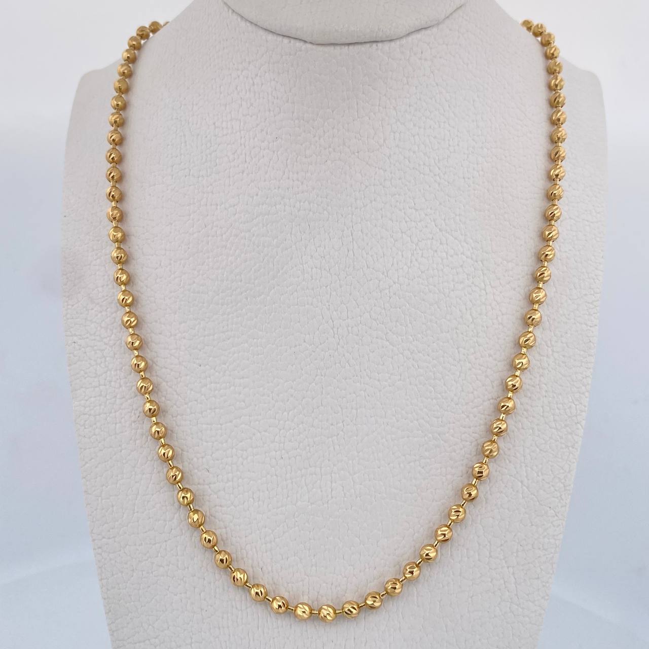Cadena Militar 15.65gr / 61.3cm / 3mm Bola Diamantada Oro Amarillo 18K $
