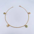 Ankle Bracelet Classic Link Pendants 4gr / 25.2cm / 1mm Hearts White Zirconia Green 18K Yellow Gold $