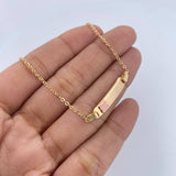 Bracelet Baby Classic Link 1.45gr / 14.5cm / Curved Rectangular Plate Clover Pink Yellow Gold 18K &
