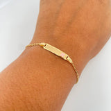Bracelet Baby Classic Link 1.45gr / 14.5cm / Curved Rectangular Plate Clover Pink Yellow Gold 18K &