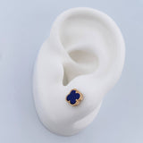 Stud Earrings Clover 1.45gr / Purple Stone Yellow Gold Nac.Esp. 18K $