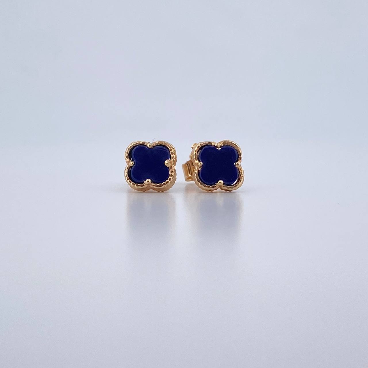 Stud Earrings Clover 1.45gr / Purple Stone Yellow Gold Nac.Esp. 18K $