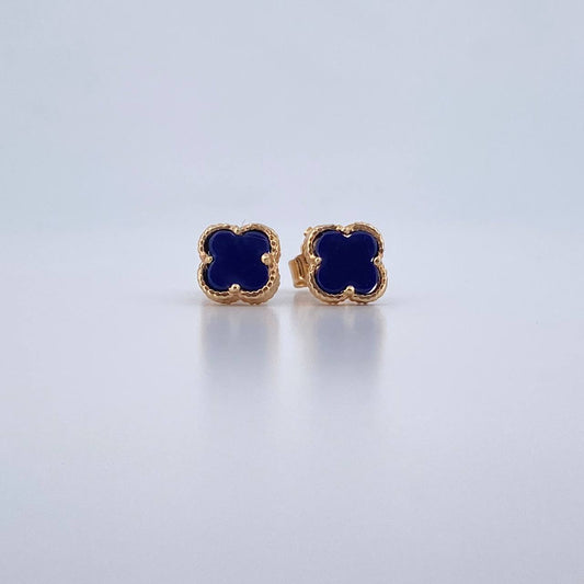 Stud Earrings Clover 1.45gr / Purple Stone Yellow Gold Nac.Esp. 18K $