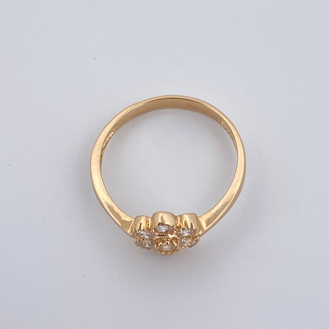 Flower Ring 2.1gr / T6 3/4 / White Zircons 18K Yellow Gold $