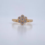 Flower Ring 2.1gr / T6 3/4 / White Zircons 18K Yellow Gold $