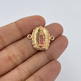 Herraje Virgen Guadalupé 2.65gr / 2cm / Circones Blancos Verdes Fucsias Oro Amarillo 18K $
