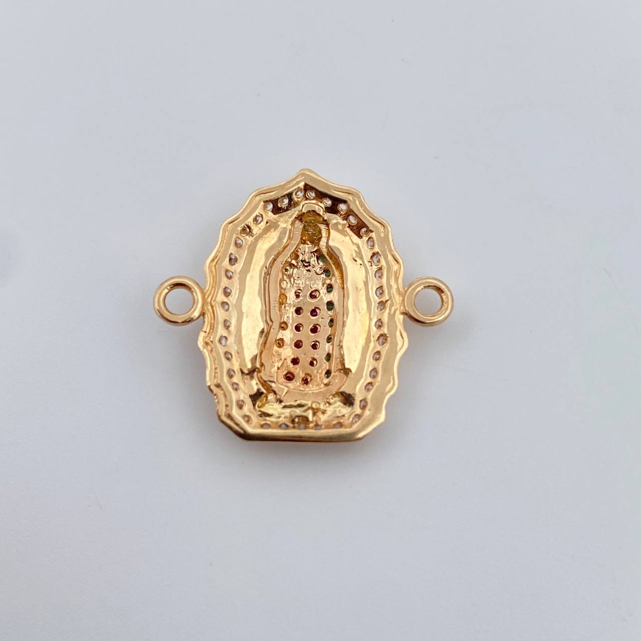 Herraje Virgen Guadalupe 2.5gr / 2cm / Circones Fucsias Verdes Blancos Oro Amarillo 18K $