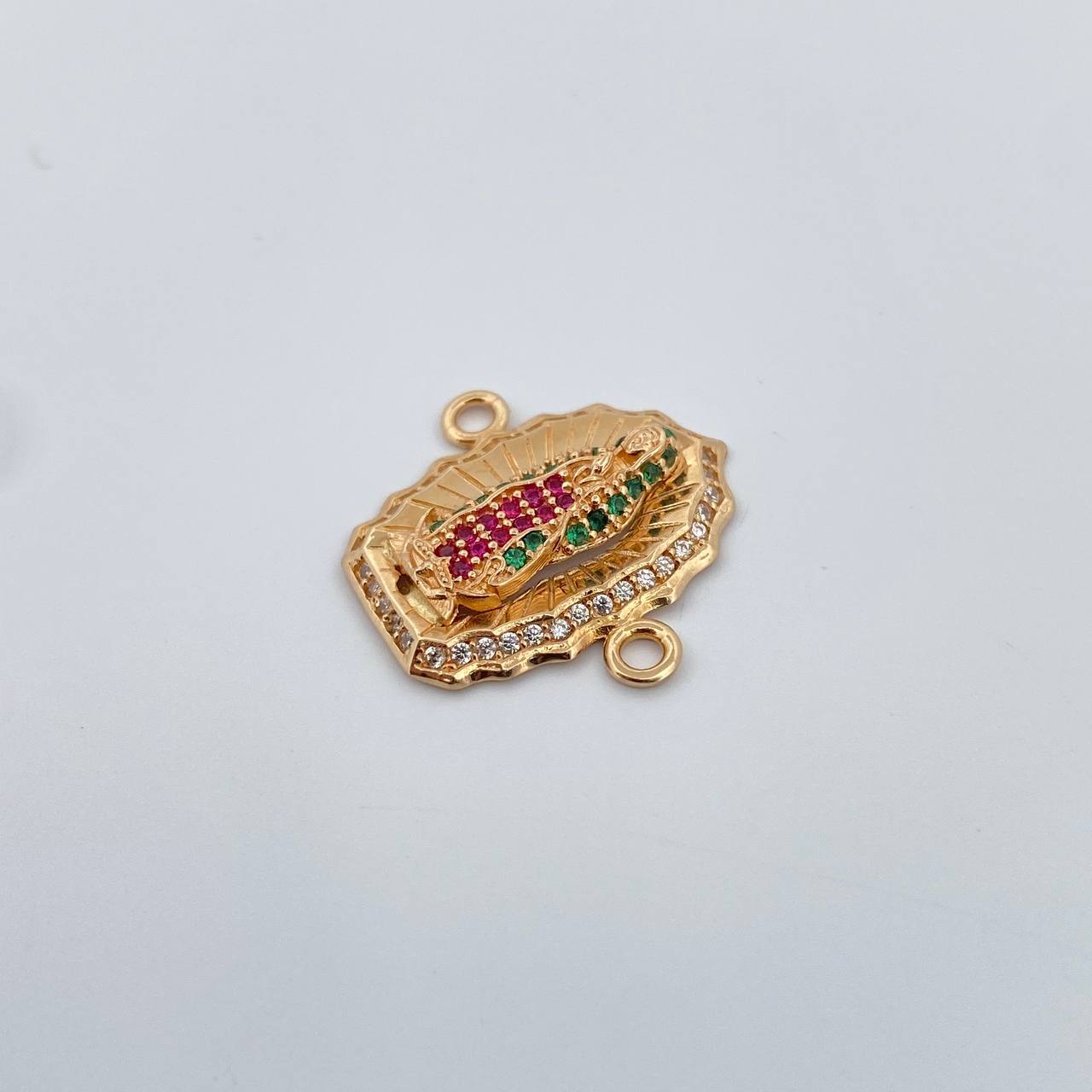 Herraje Virgen Guadalupé 2.65gr / 2cm / Circones Blancos Verdes Fucsias Oro Amarillo 18K $