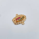 Herraje Virgen Guadalupe 2.6gr / 2cm / Circones Fucsias Verdes Blancos Oro Amarillo 18K &