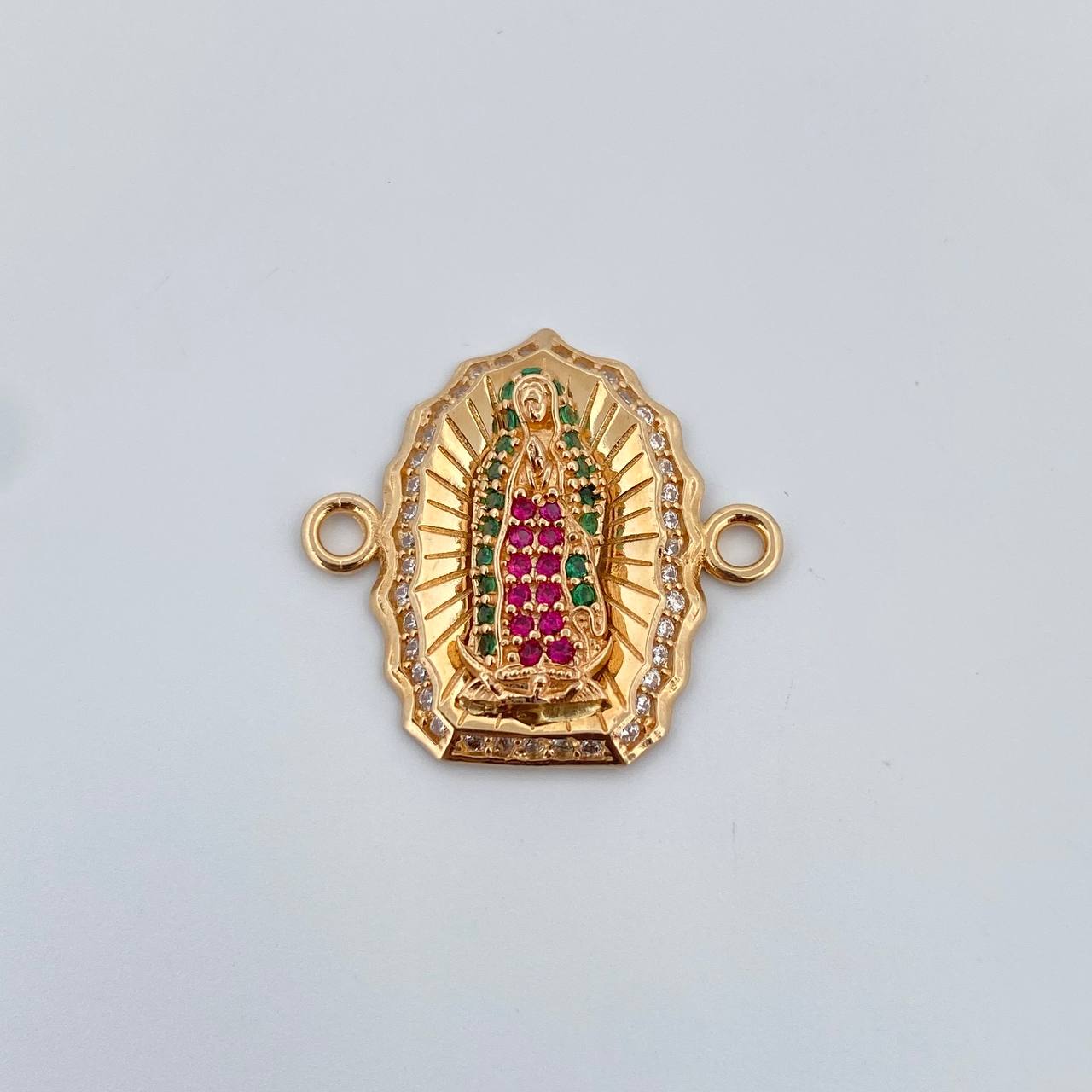 Herraje Virgen Guadalupe 2.5gr / 2cm / Circones Fucsias Verdes Blancos Oro Amarillo 18K $
