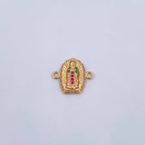 Charm Virgen Guadalupe 1.1gr / 1.4cm / Fuchsia Green White Zircons 18K Yellow Gold &