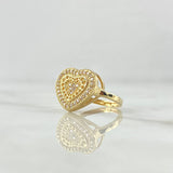 Double Heart Ring 2.65gr / Size 5 3/4 / White Zircons 18K Yellow Gold
