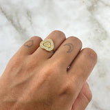 Double Heart Ring 2.65gr / Size 5 3/4 / White Zircons 18K Yellow Gold